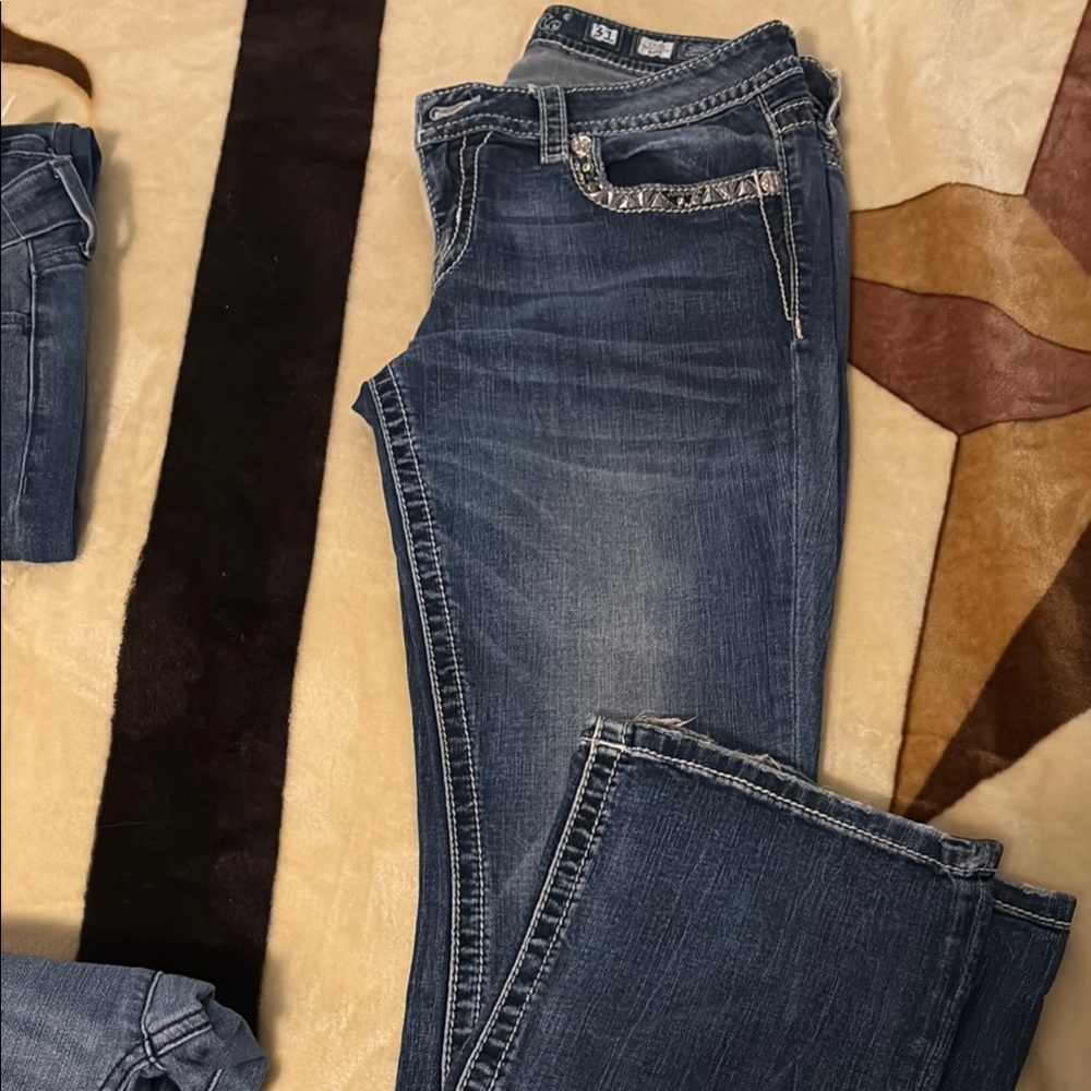 Classic Blue Boot Cut Jeans with Vintage Fading